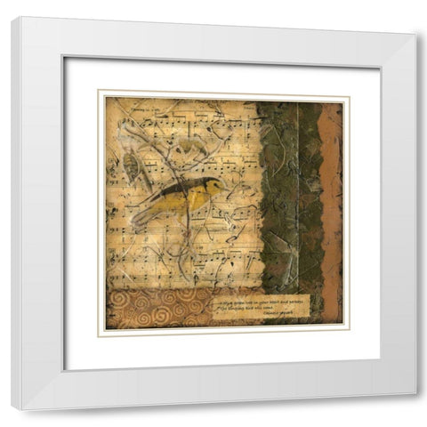 Bird Melody II White Modern Wood Framed Art Print with Double Matting by Slocum, Nancy