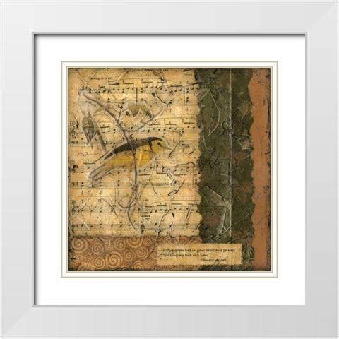 Bird Melody II White Modern Wood Framed Art Print with Double Matting by Slocum, Nancy