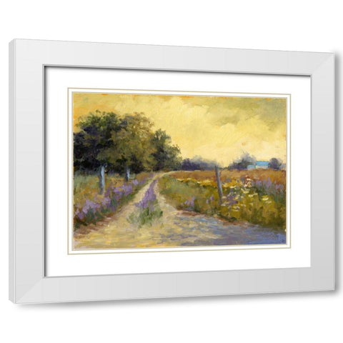 Falls Golden Fields White Modern Wood Framed Art Print with Double Matting by Weber, Mary Jean