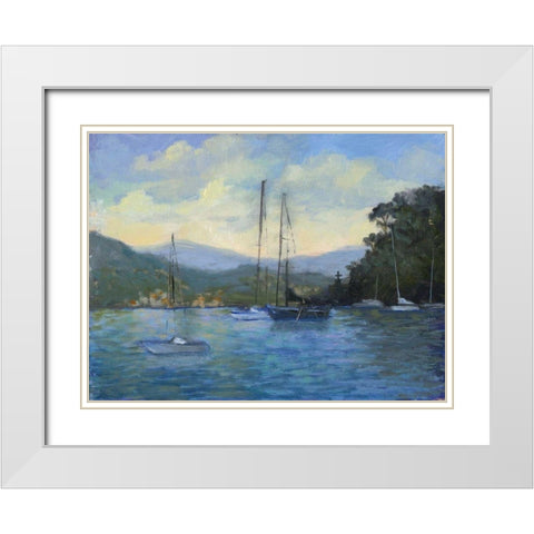 Portofino Bay White Modern Wood Framed Art Print with Double Matting by Weber, Mary Jean