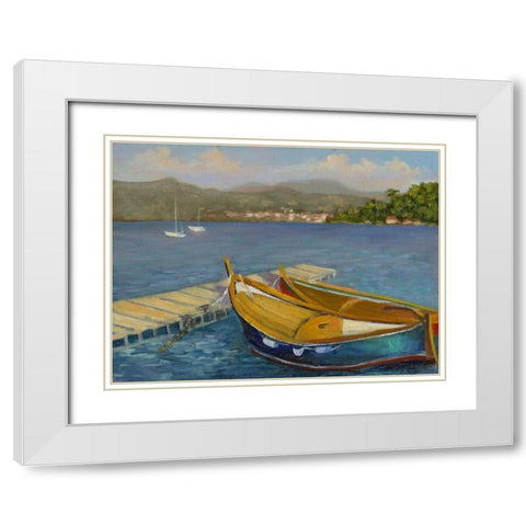 Porto Venere View White Modern Wood Framed Art Print with Double Matting by Weber, Mary Jean