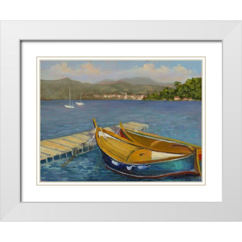 Porto Venere View White Modern Wood Framed Art Print with Double Matting by Weber, Mary Jean