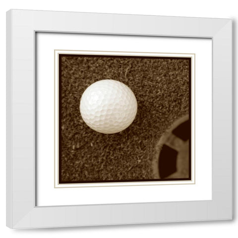 Sepia Golf Ball Study I White Modern Wood Framed Art Print with Double Matting by Johnson, Jason