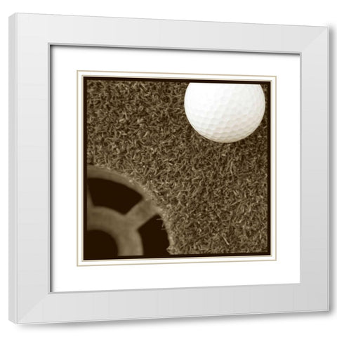 Sepia Golf Ball Study II White Modern Wood Framed Art Print with Double Matting by Johnson, Jason