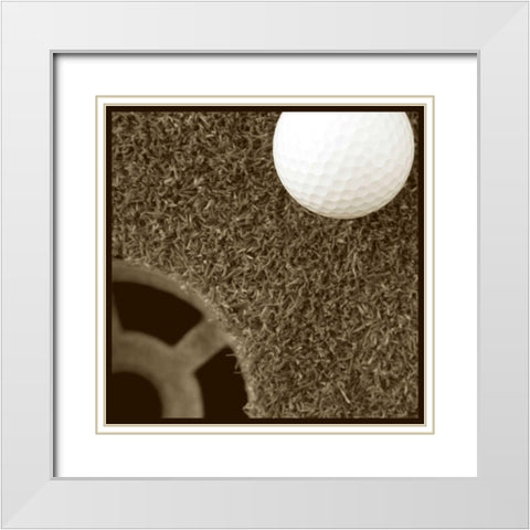 Sepia Golf Ball Study II White Modern Wood Framed Art Print with Double Matting by Johnson, Jason