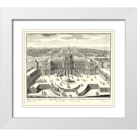 Fountains of Versailles II White Modern Wood Framed Art Print with Double Matting by Decker
