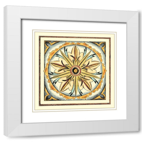 Crackled Cloisonne Tile I White Modern Wood Framed Art Print with Double Matting by Zarris, Chariklia