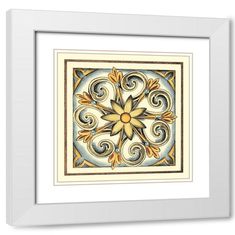 Crackled Cloisonne Tile II White Modern Wood Framed Art Print with Double Matting by Zarris, Chariklia