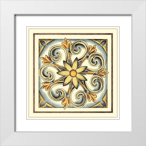 Crackled Cloisonne Tile II White Modern Wood Framed Art Print with Double Matting by Zarris, Chariklia