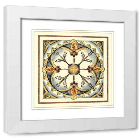 Crackled Cloisonne Tile III White Modern Wood Framed Art Print with Double Matting by Zarris, Chariklia