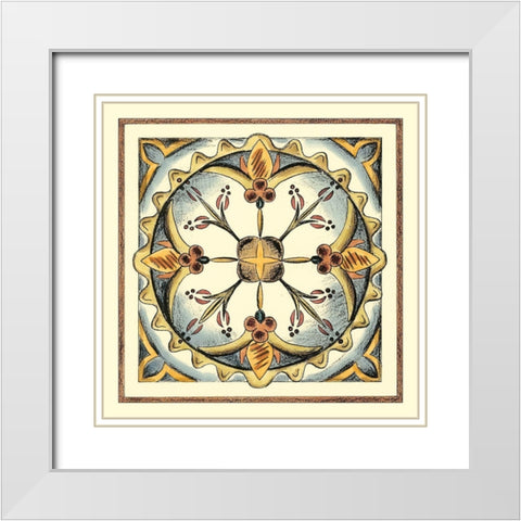 Crackled Cloisonne Tile III White Modern Wood Framed Art Print with Double Matting by Zarris, Chariklia