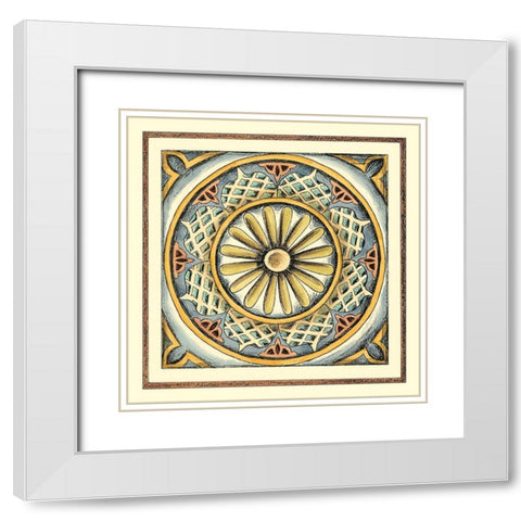 Crackled Cloisonne Tile IV White Modern Wood Framed Art Print with Double Matting by Zarris, Chariklia