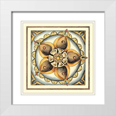 Crackled Cloisonne Tile V White Modern Wood Framed Art Print with Double Matting by Zarris, Chariklia