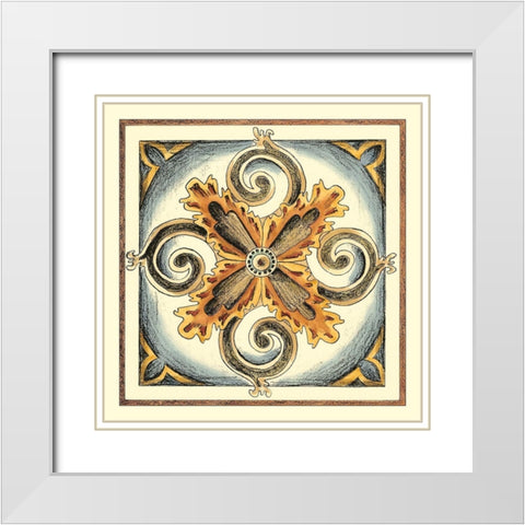 Crackled Cloisonne Tile VI White Modern Wood Framed Art Print with Double Matting by Zarris, Chariklia