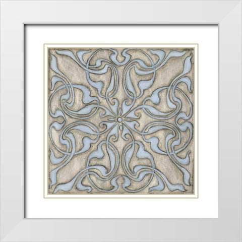Silver Filigree V White Modern Wood Framed Art Print with Double Matting by Meagher, Megan