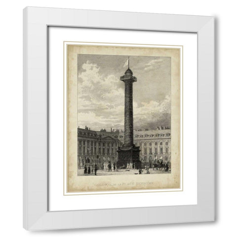 Colonne de la Place Vendome White Modern Wood Framed Art Print with Double Matting by Pugin, A.