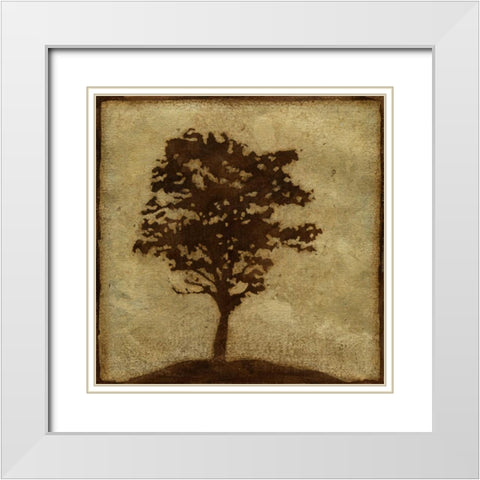 Gilded Tree I White Modern Wood Framed Art Print with Double Matting by Meagher, Megan