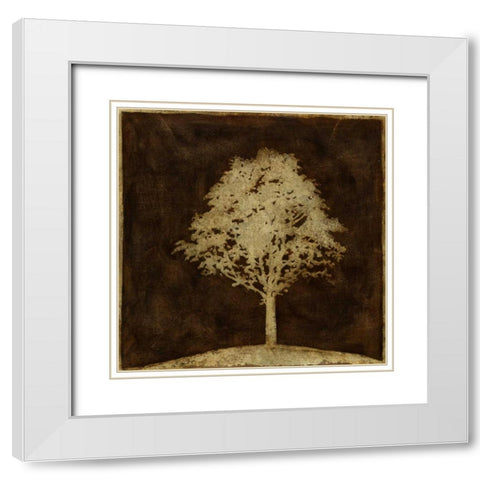Gilded Tree II White Modern Wood Framed Art Print with Double Matting by Meagher, Megan