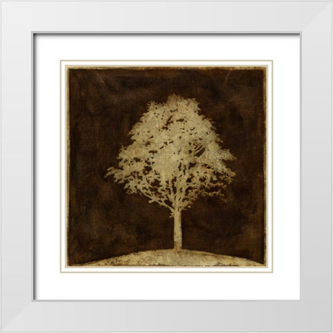Gilded Tree II White Modern Wood Framed Art Print with Double Matting by Meagher, Megan