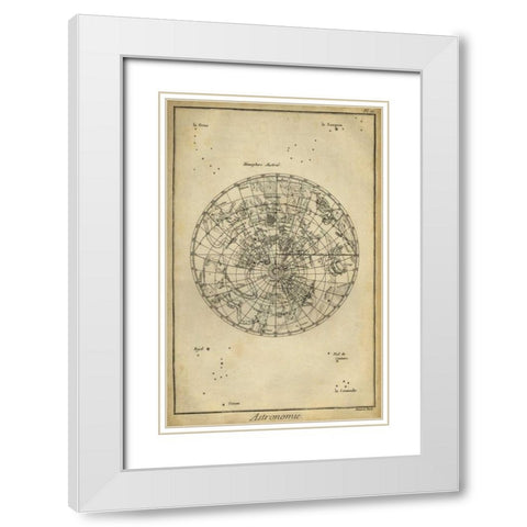 Antique Astronomy Chart II White Modern Wood Framed Art Print with Double Matting by Diderot, Denis