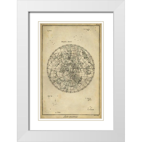 Antique Astronomy Chart II White Modern Wood Framed Art Print with Double Matting by Diderot, Denis