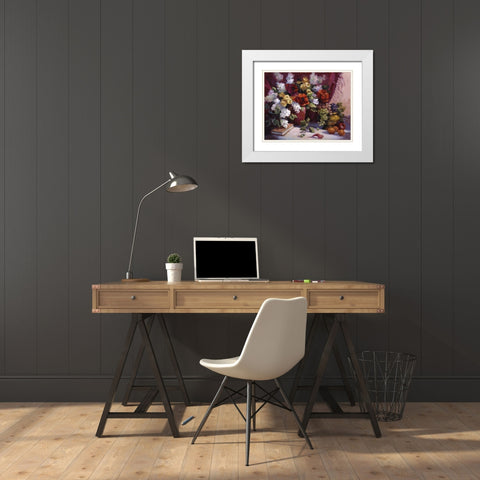 Red Poppies White Modern Wood Framed Art Print with Double Matting by Johnston, Maxine