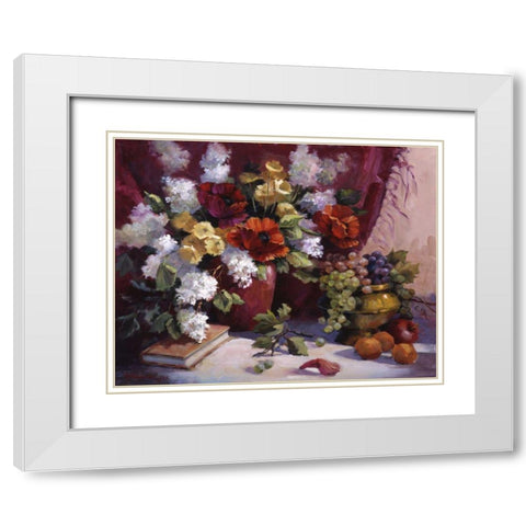 Red Poppies White Modern Wood Framed Art Print with Double Matting by Johnston, Maxine