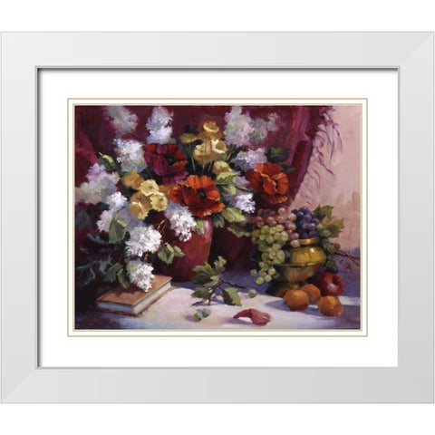 Red Poppies White Modern Wood Framed Art Print with Double Matting by Johnston, Maxine