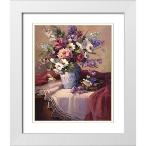 Spring Fling White Modern Wood Framed Art Print with Double Matting by Johnston, Maxine