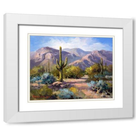 Catalina Mountain Foothills White Modern Wood Framed Art Print with Double Matting by Johnston, Maxine