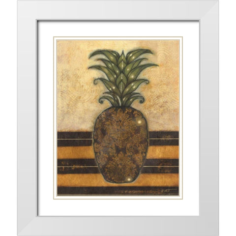 Regal Pineapple II White Modern Wood Framed Art Print with Double Matting by Wyatt Jr., Norman
