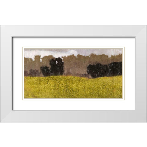Tuscan Field II White Modern Wood Framed Art Print with Double Matting by Vision Studio