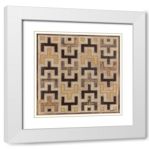 Antique Mudcloth I White Modern Wood Framed Art Print with Double Matting by Wyatt Jr., Norman