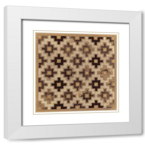 Antique Mudcloth II White Modern Wood Framed Art Print with Double Matting by Wyatt Jr., Norman