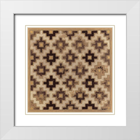 Antique Mudcloth II White Modern Wood Framed Art Print with Double Matting by Wyatt Jr., Norman