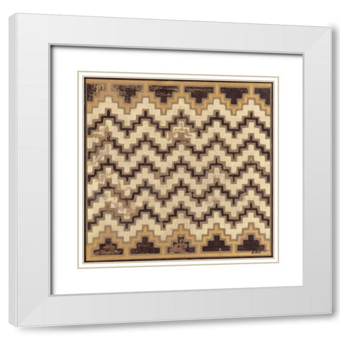 Antique Mudcloth III White Modern Wood Framed Art Print with Double Matting by Wyatt Jr., Norman