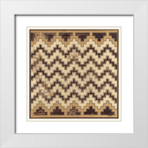 Antique Mudcloth III White Modern Wood Framed Art Print with Double Matting by Wyatt Jr., Norman