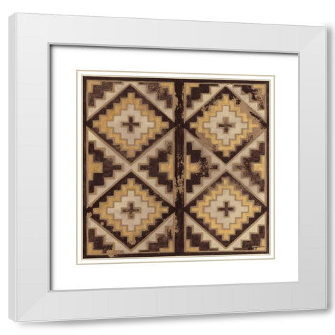 Antique Mudcloth IV White Modern Wood Framed Art Print with Double Matting by Wyatt Jr., Norman