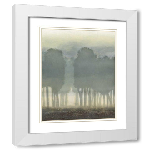Treeline Haze I White Modern Wood Framed Art Print with Double Matting by Vision Studio
