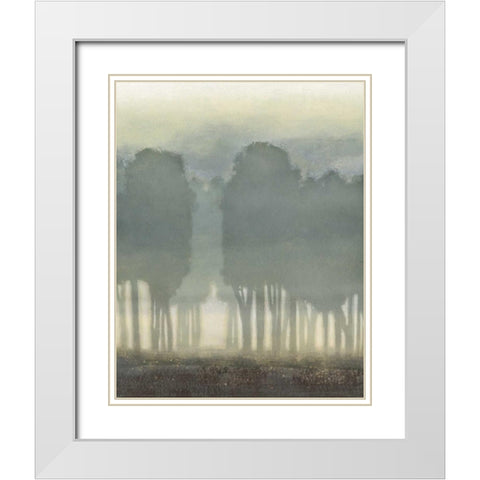 Treeline Haze I White Modern Wood Framed Art Print with Double Matting by Vision Studio