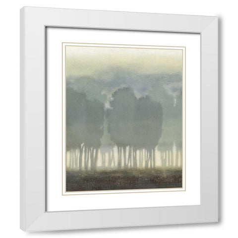 Treeline Haze II White Modern Wood Framed Art Print with Double Matting by Vision Studio