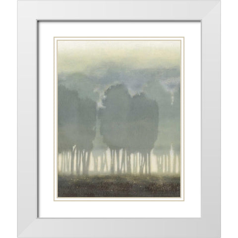 Treeline Haze II White Modern Wood Framed Art Print with Double Matting by Vision Studio