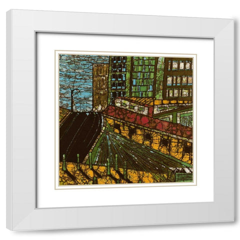 City One White Modern Wood Framed Art Print with Double Matting by Davis, Andrea