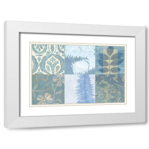 Blue Textures I White Modern Wood Framed Art Print with Double Matting by Vision Studio