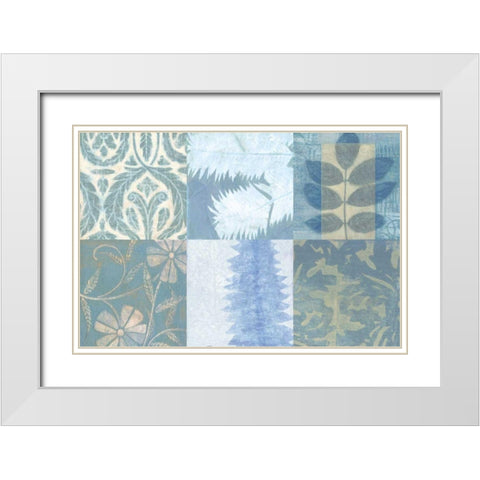 Blue Textures I White Modern Wood Framed Art Print with Double Matting by Vision Studio