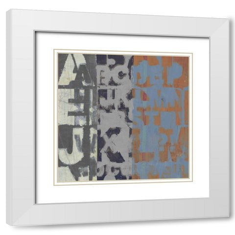 Alphabet Overlay I White Modern Wood Framed Art Print with Double Matting by Vision Studio