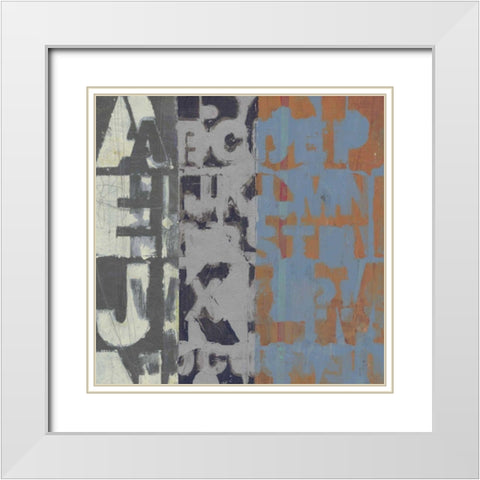 Alphabet Overlay I White Modern Wood Framed Art Print with Double Matting by Vision Studio