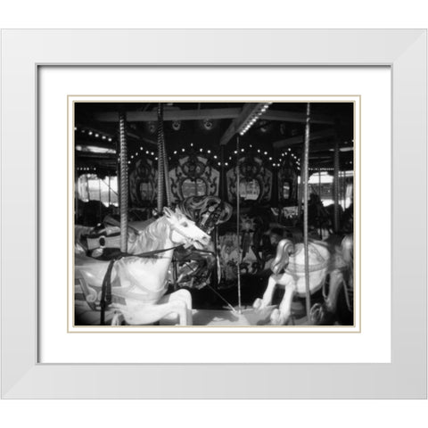 Carousel I White Modern Wood Framed Art Print with Double Matting by Christensen, Jim