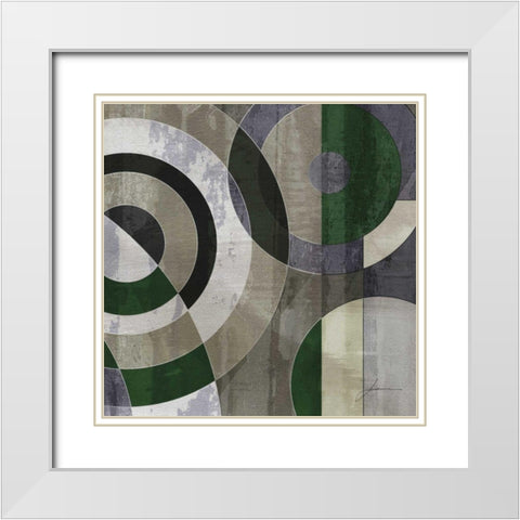 Concentric Squares IV White Modern Wood Framed Art Print with Double Matting by Burghardt, James