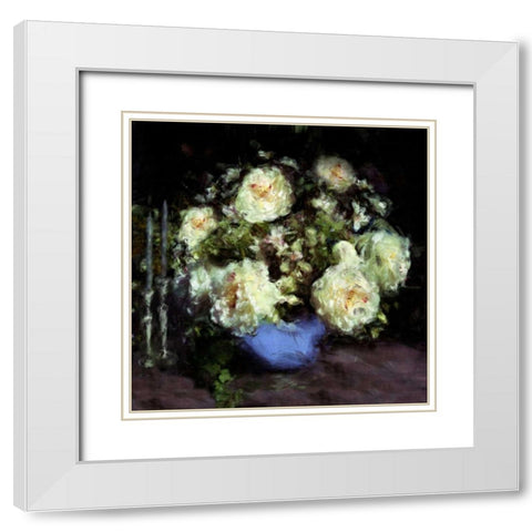Classic Flowers I White Modern Wood Framed Art Print with Double Matting by Bay, Noah